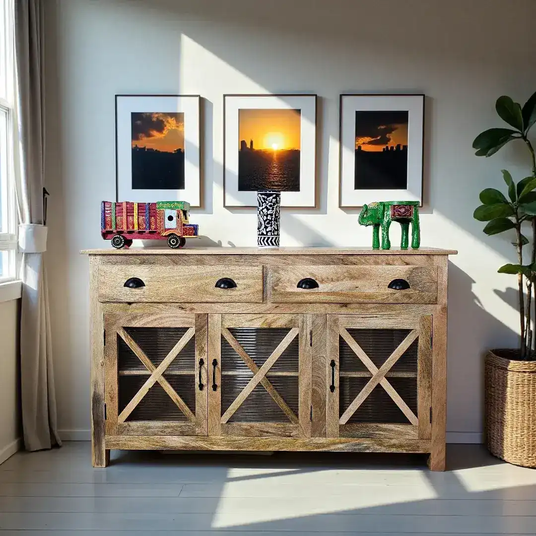 Austin Natural Wood 3-Door Sideboard
