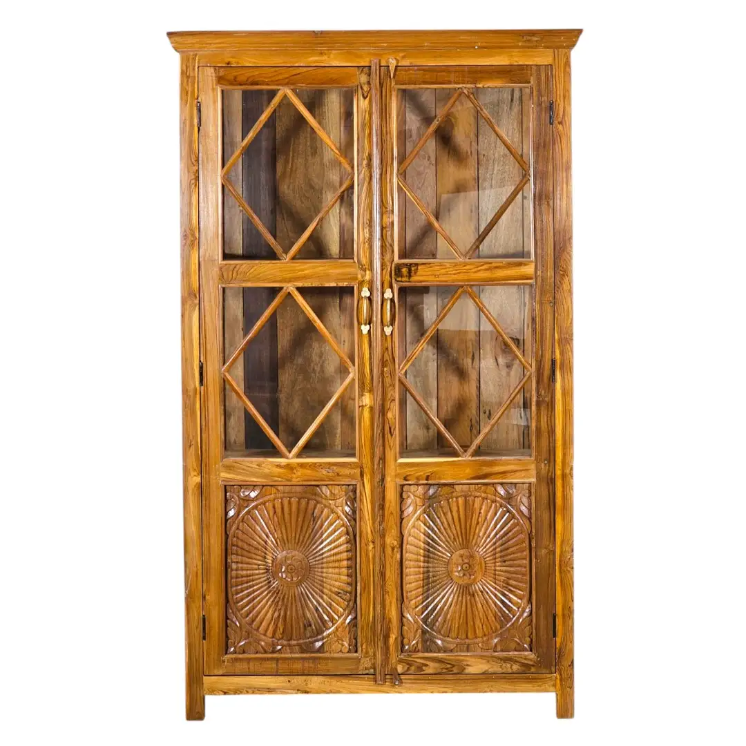 Al-Taj Teak & Glass Khazana Display Cabinet