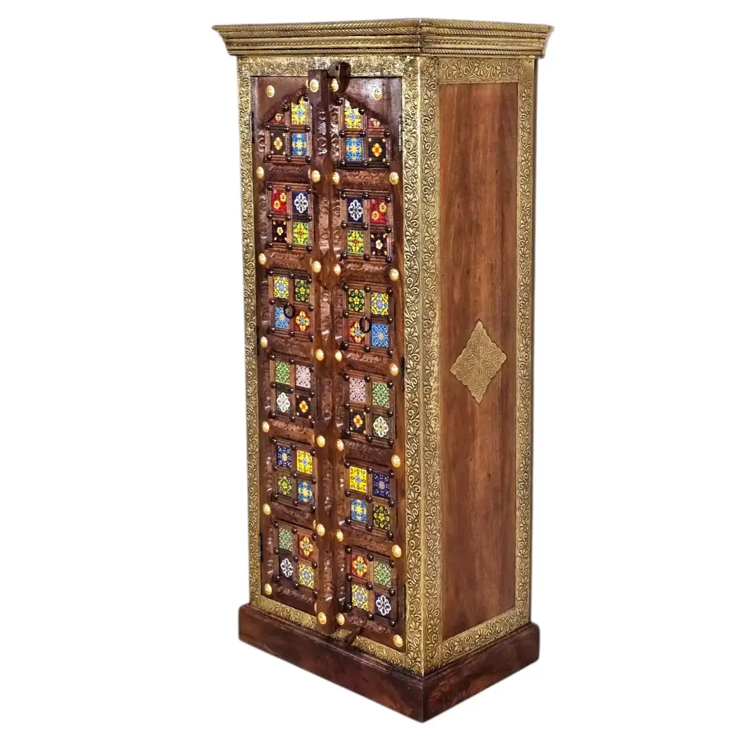 Al-Zahra Indian Rosewood & Brass Embossed Tallboy