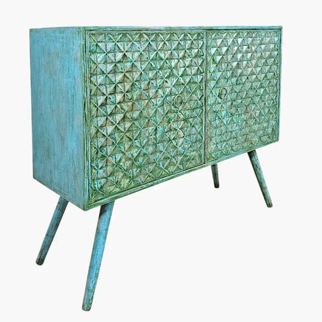 Émeraude Arabesque Carved Credenza