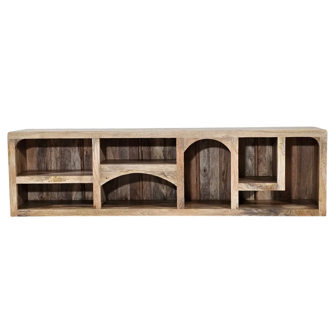 Brutalist Arc Solid Mango Wood Media Console