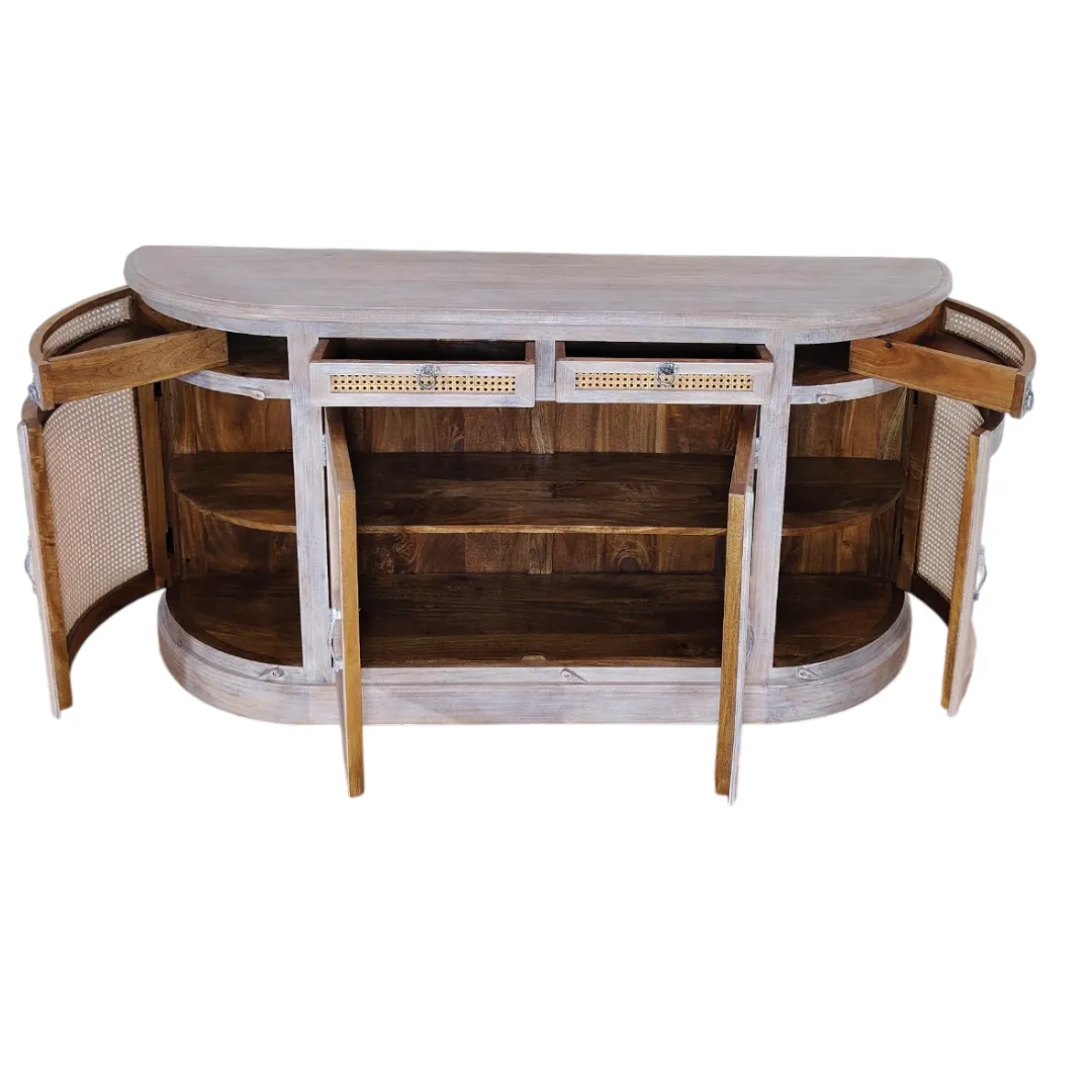 L'Arc Oublié (The Forgotten Arch) Veridian Cane Bow-Front Sideboard