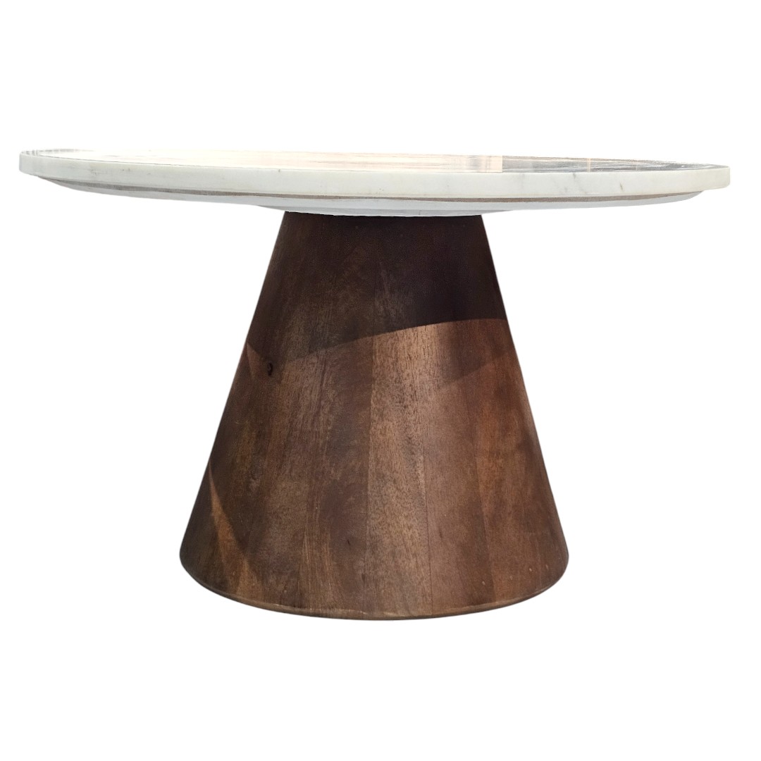 Peak Round Marble & Mango Wood Coffee Table