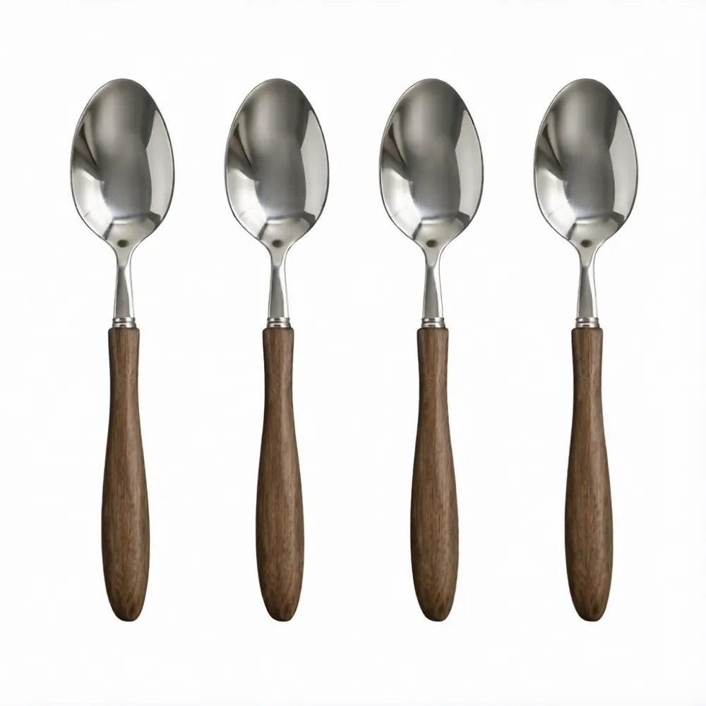 Wood-Handled Stainless Steel Dinner Spoon