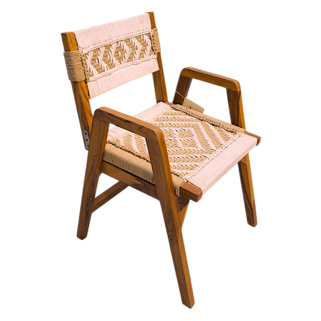 Artisanal Teak & Jute Armchair