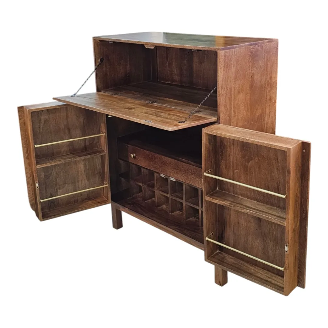 The Moderno Dual-Zone Drop-Front Bar & Coffee Cabinet