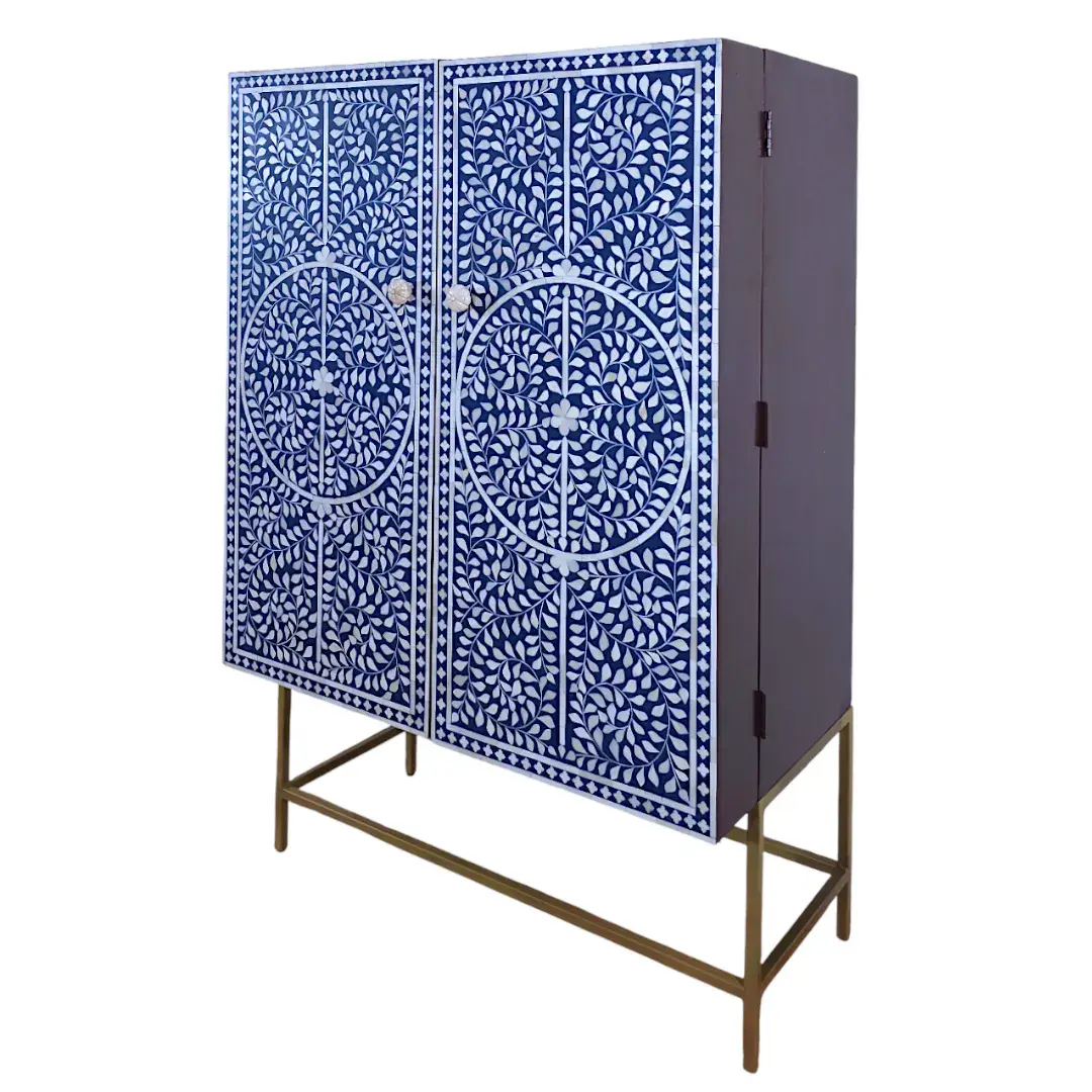 Indigo Botanical Bone Marquetry Bar