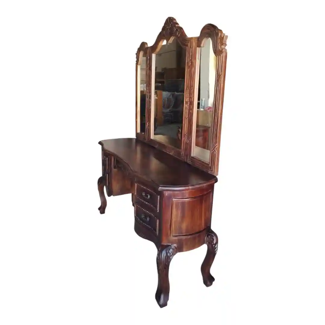 L’Orangerie Rococo Vanity Desk with Tri-Fold Mirror