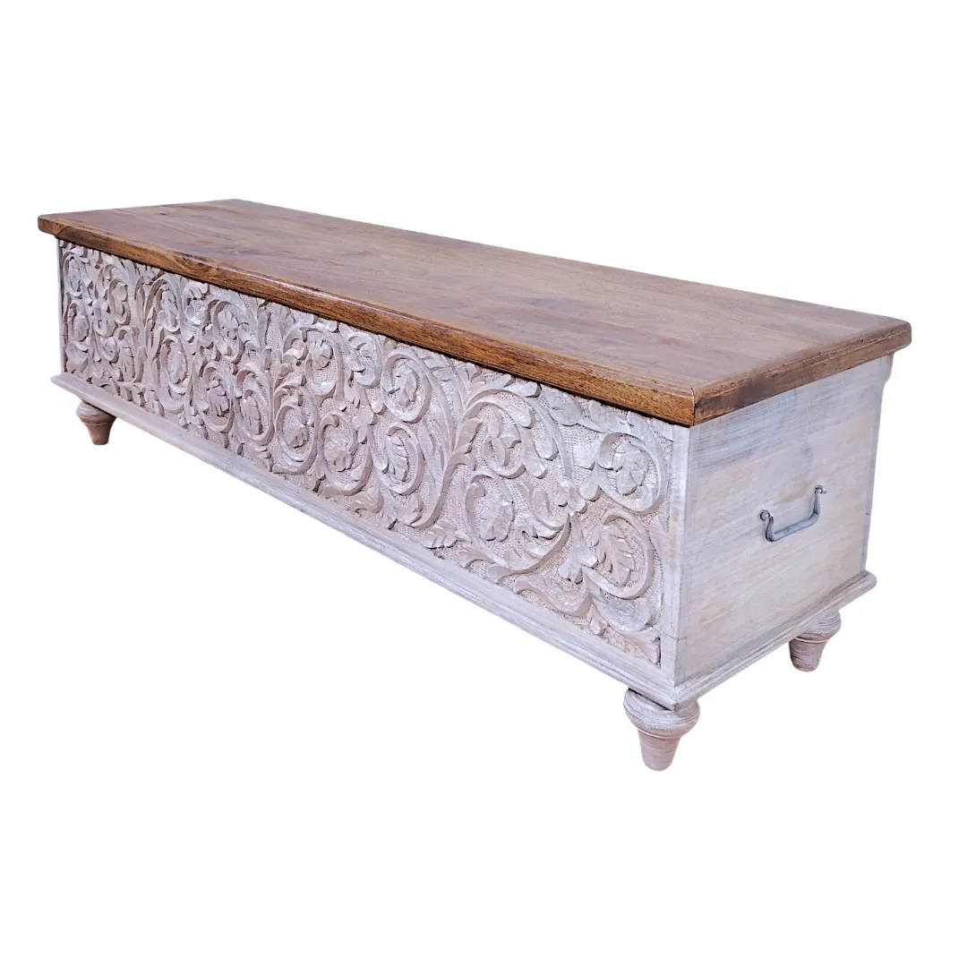 MANDALA Artisan Carved Storage Trunk