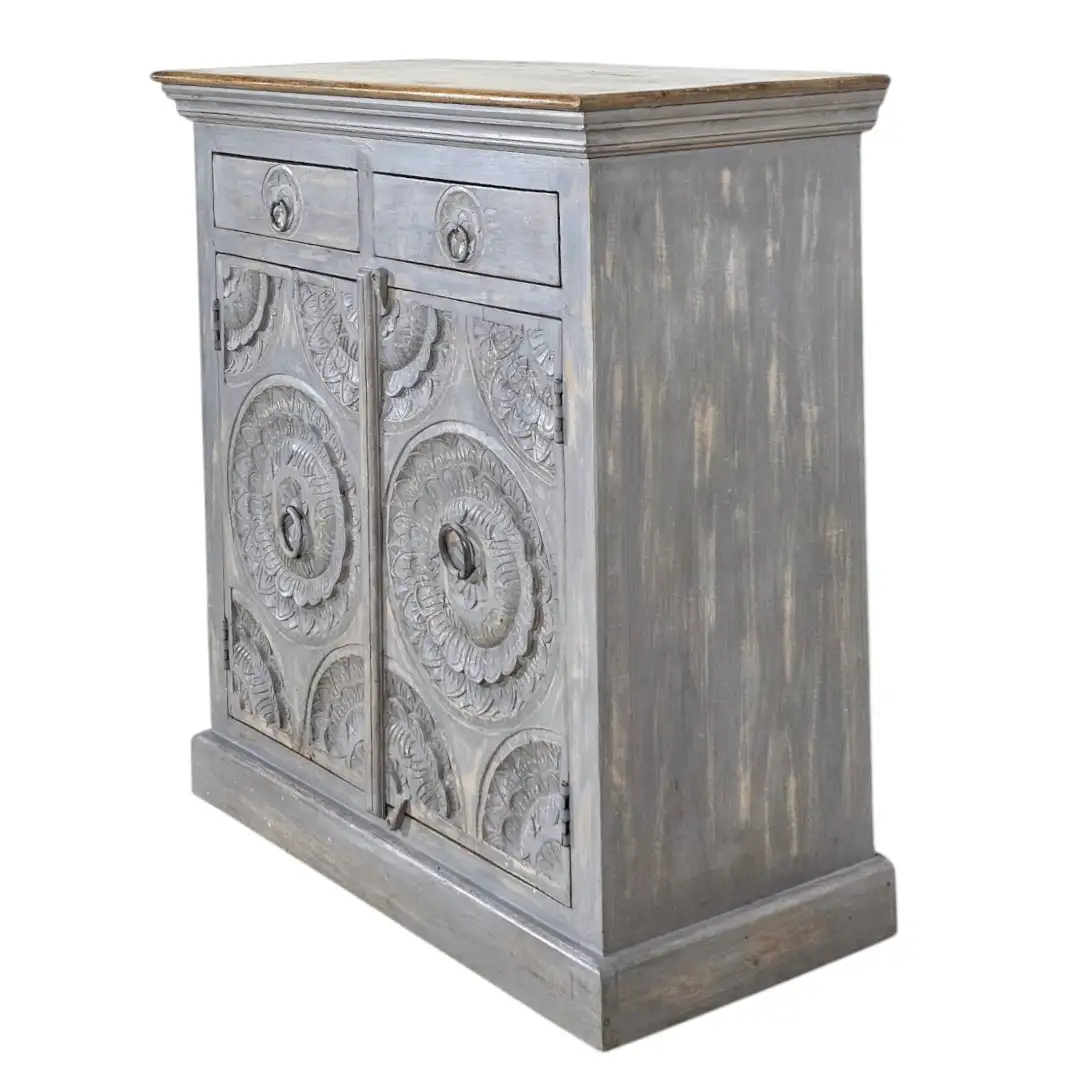 The Marwar Lotus Medallion Hand-Carved Sideboard