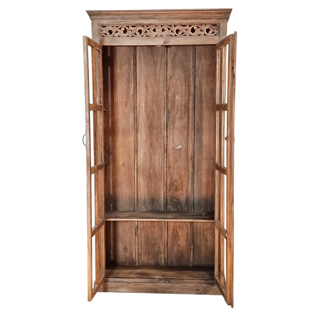 Stratton Hand-Carved Glass Door Armoire