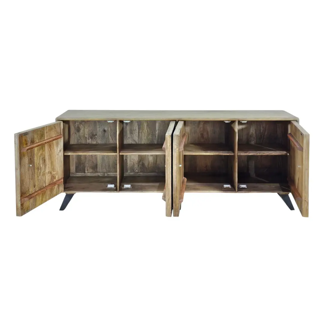 The Kila Embossed Sheet Metal & Mango Wood Credenza