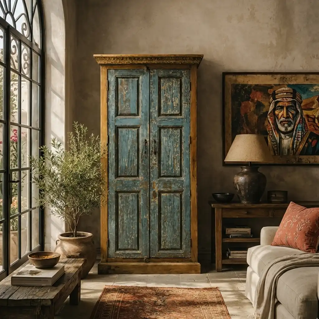 The Neelam Distressed Sapphire Cabinet