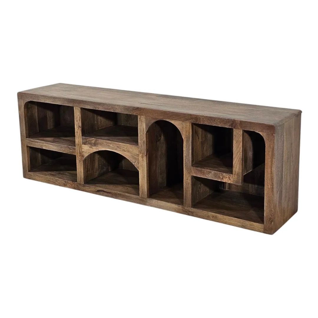 Brutalist Arc Solid Mango Wood Media Console