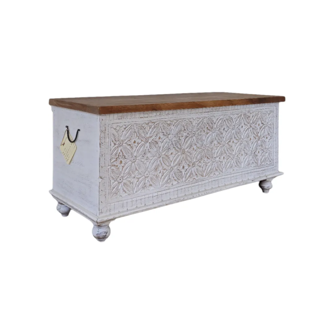 Floral Carved Storage Trunk