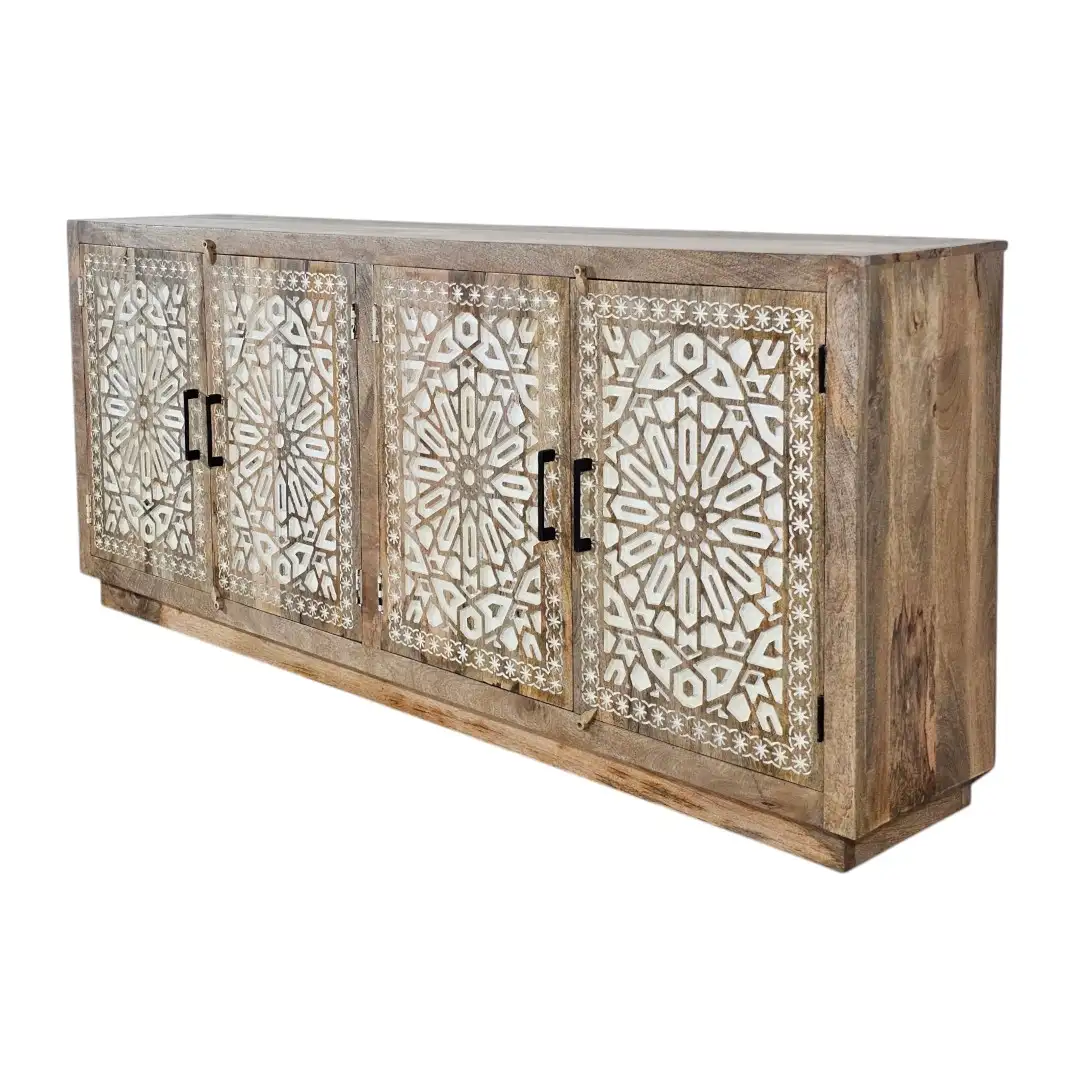 The Cordoba Star Geometric Carved Sideboard