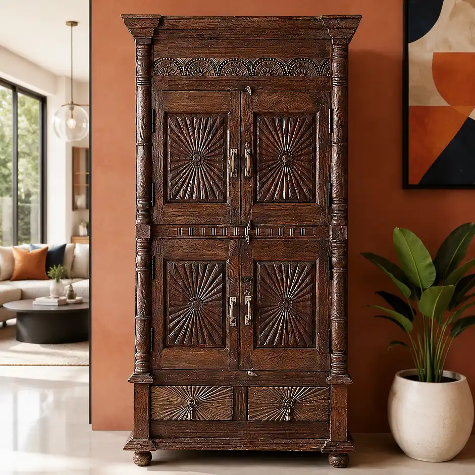 The Marwar Palace Arcaded Multi-Fluted Armoire