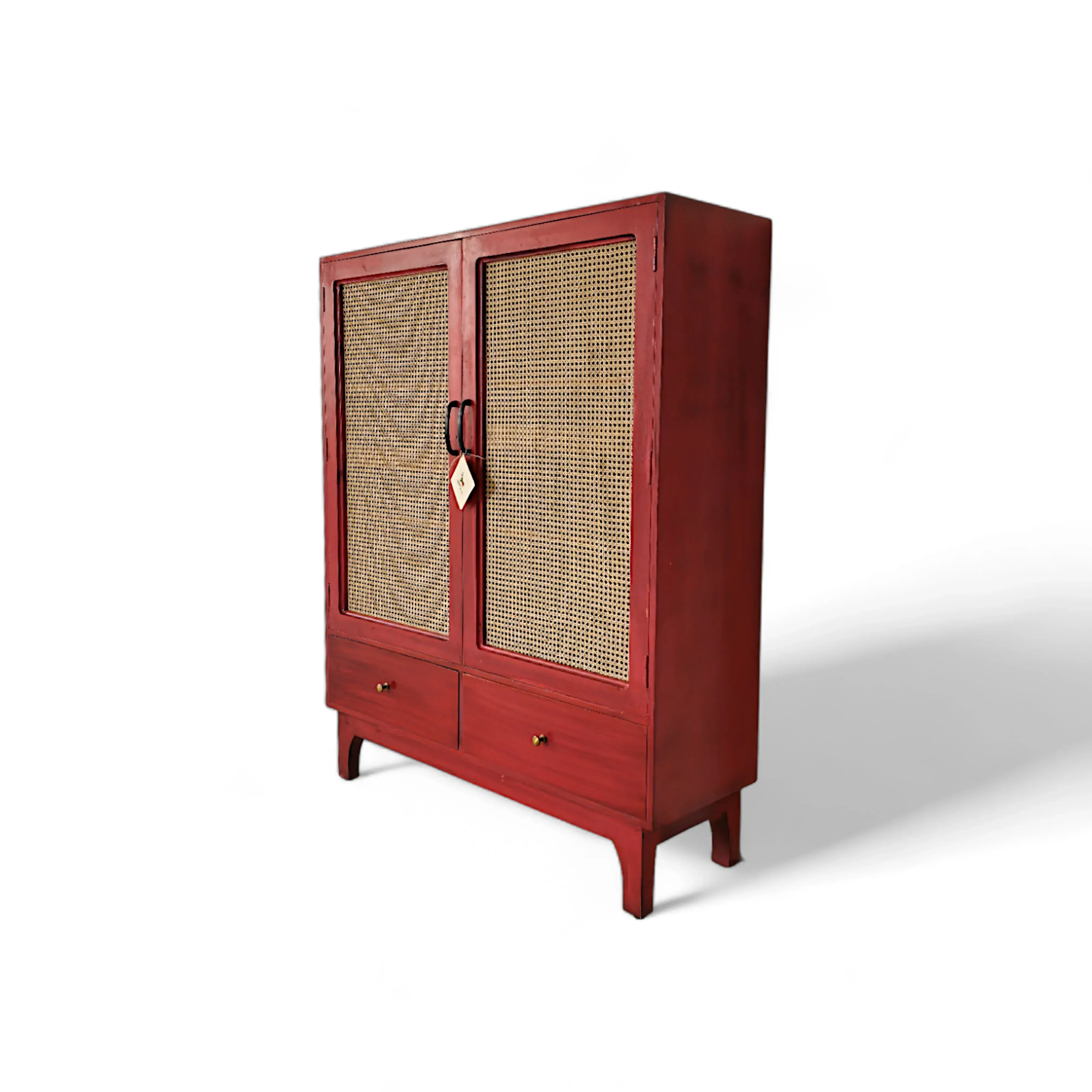 Rattan Weave Accent Cabinet