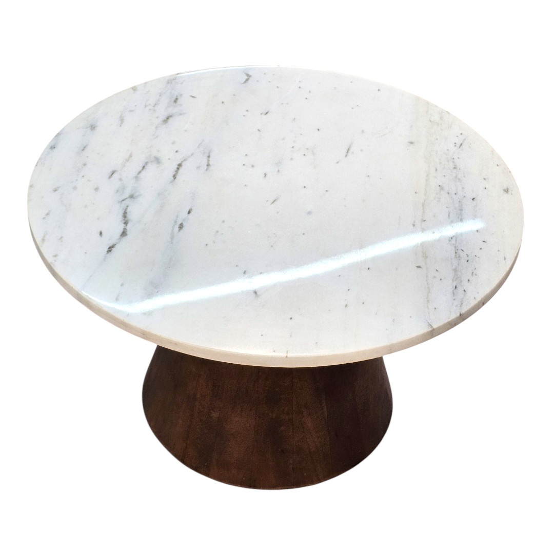 Peak Round Marble & Mango Wood Coffee Table