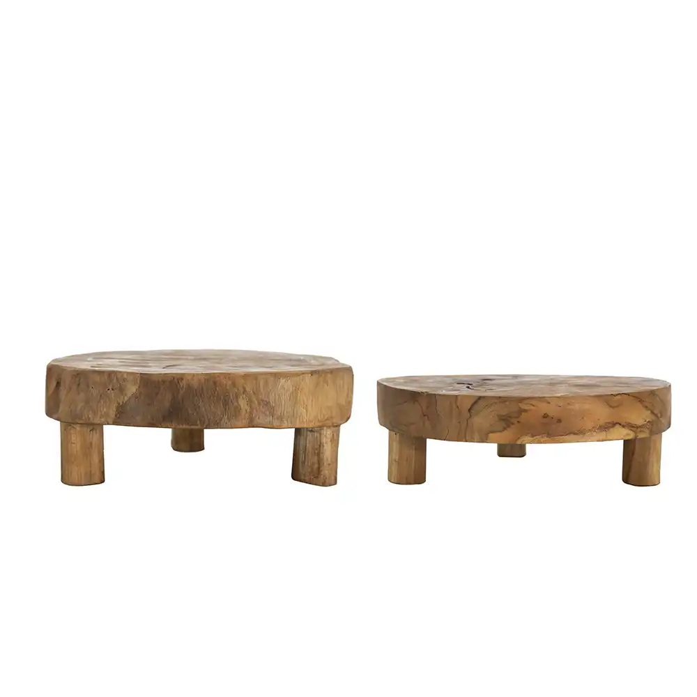 Atlas Kalan Heavy Teak Pedestal Tray Set