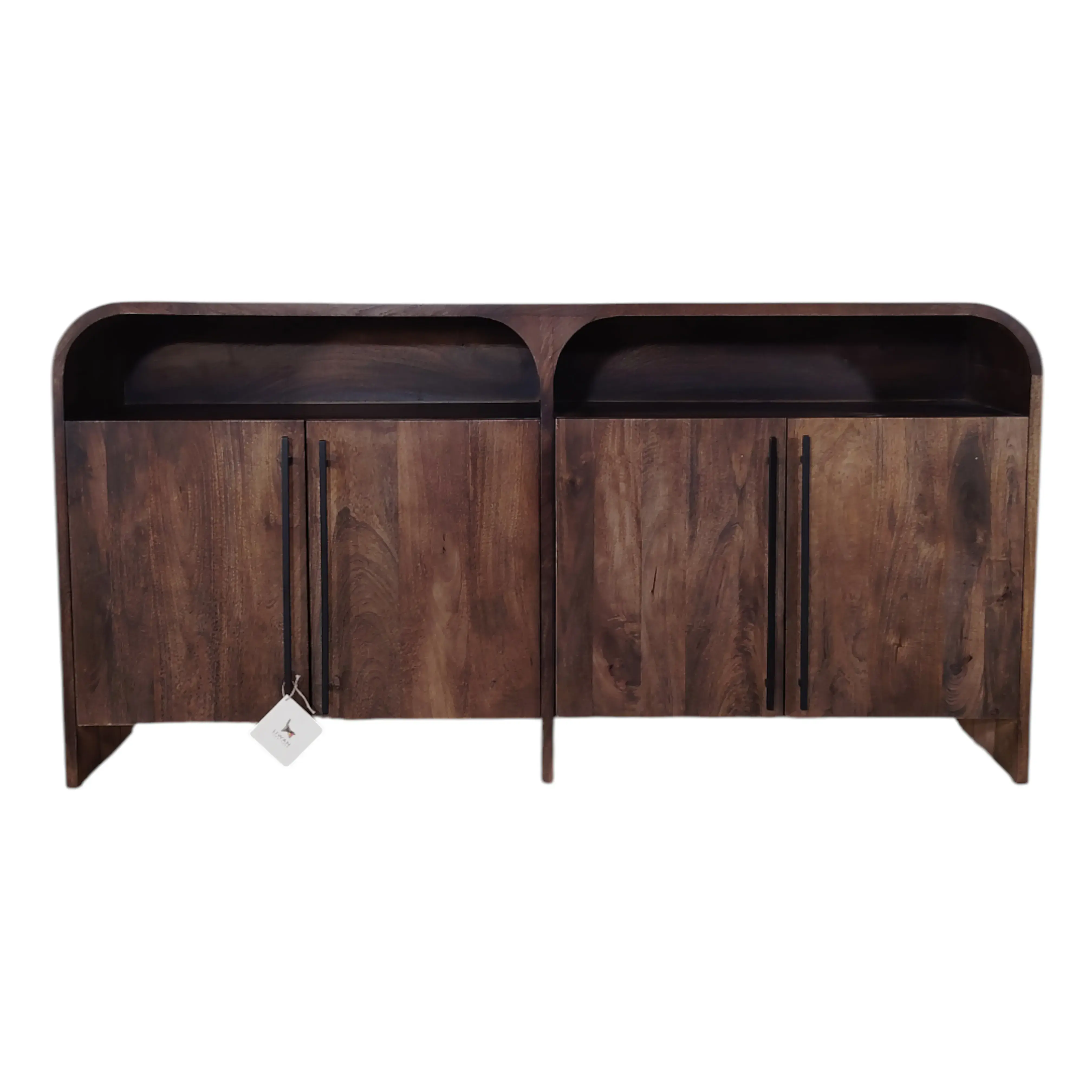 VOGUE Modern Solid Mango Wood Side Board, Dark Finish