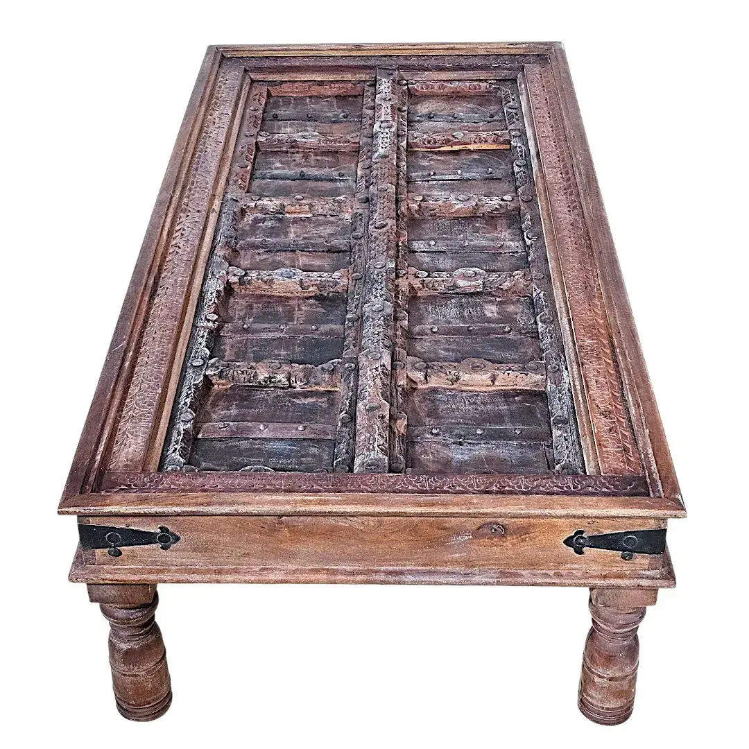 The Reclaimed Haveli Glass-Top Coffee Table