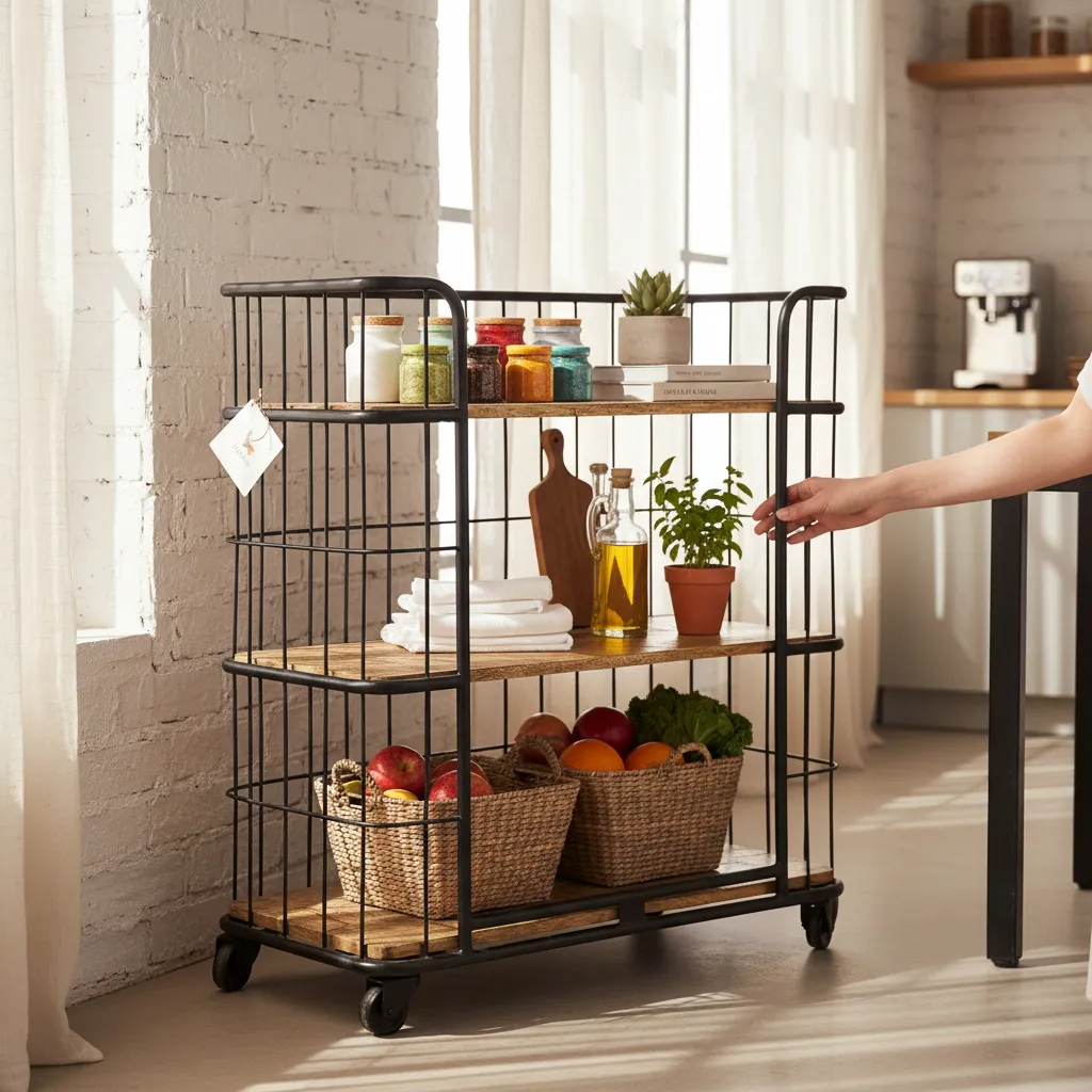 Rolling Storage Cart / Open Book Shelf/ Mobile Storage Unit
