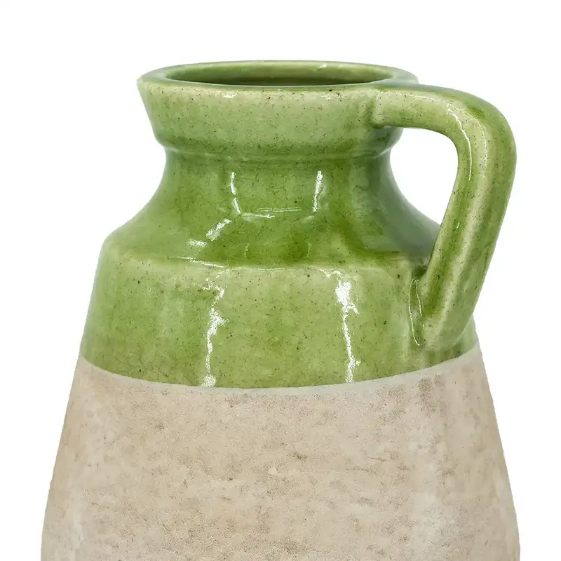 Green & White Two Tone Jug Vase