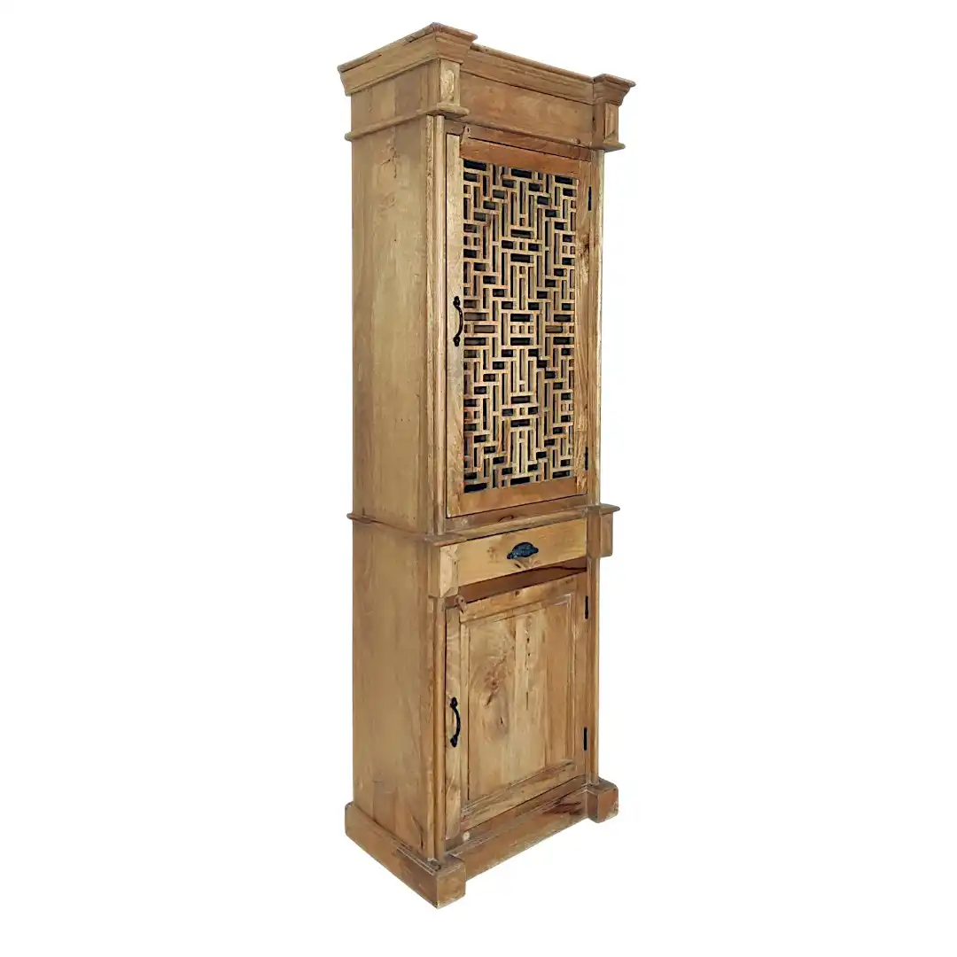 The Manor House Glass & Carved Mango Wood Cabinet