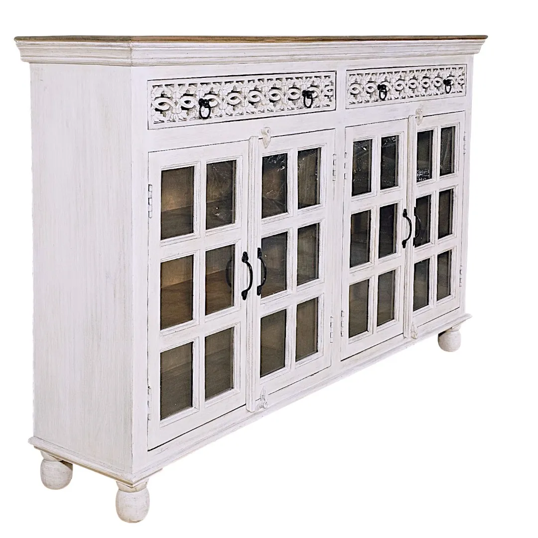 خزانة مودرن - Heritage Floral Glass Sideboard