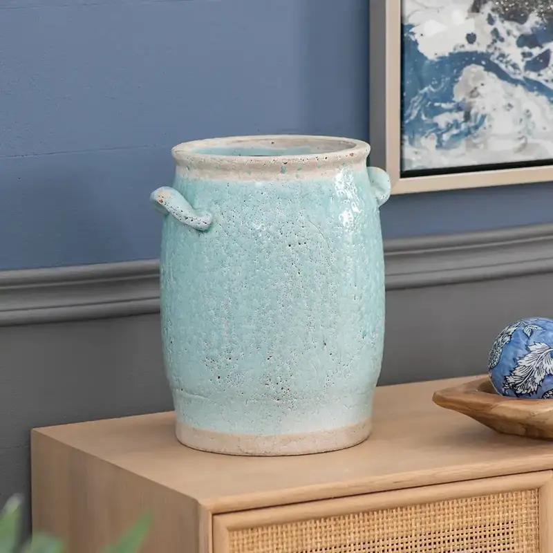 Candia Pale Turquoise Terracotta Vase