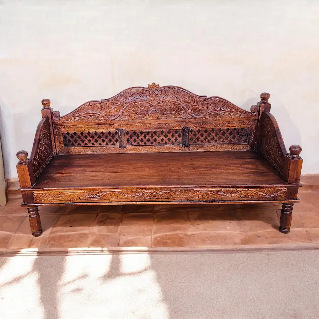 The 'Naqsh Zaynab' Carved Teak Wood Daybed