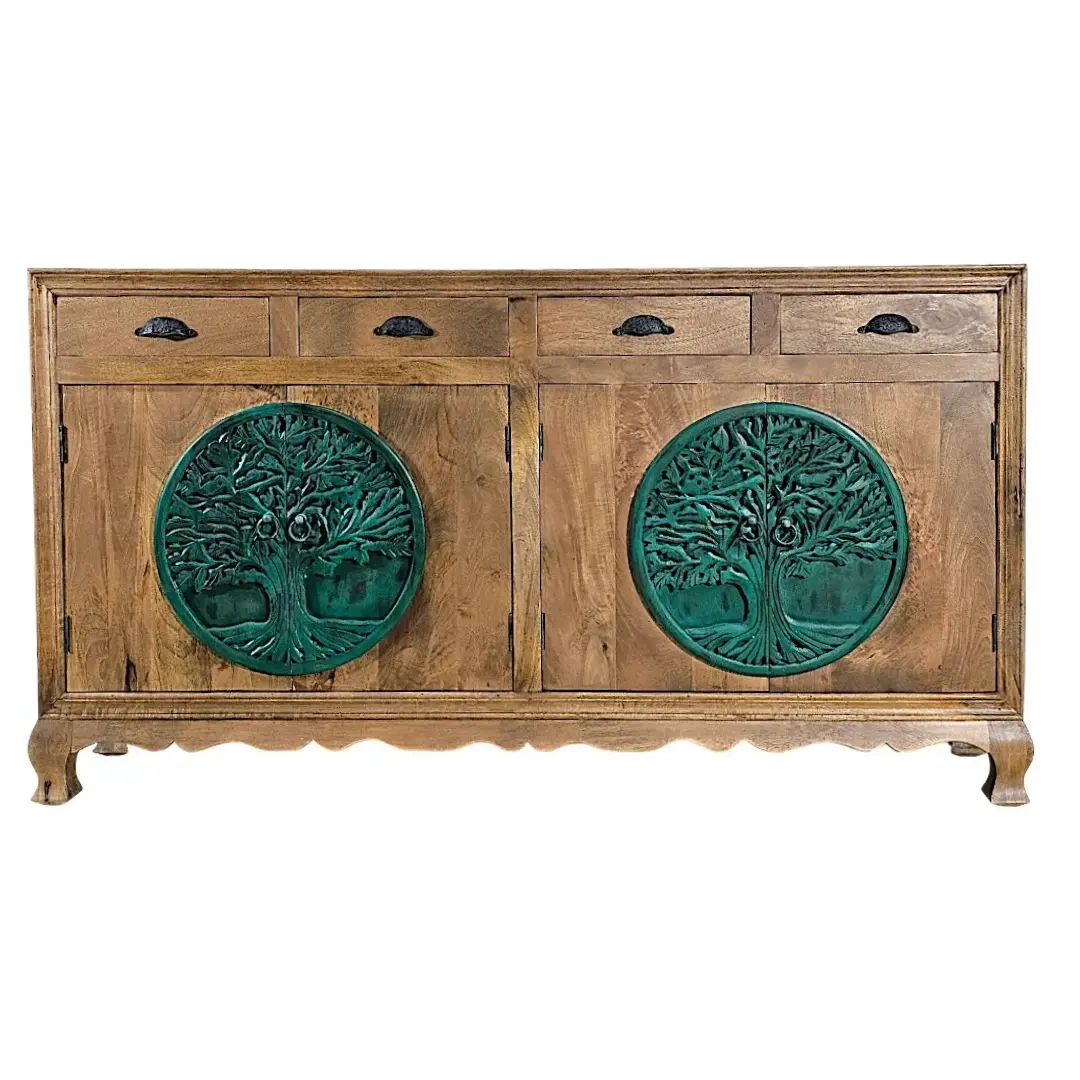 Banyan Grove Hand-Carved 4-Drawer Sideboard
