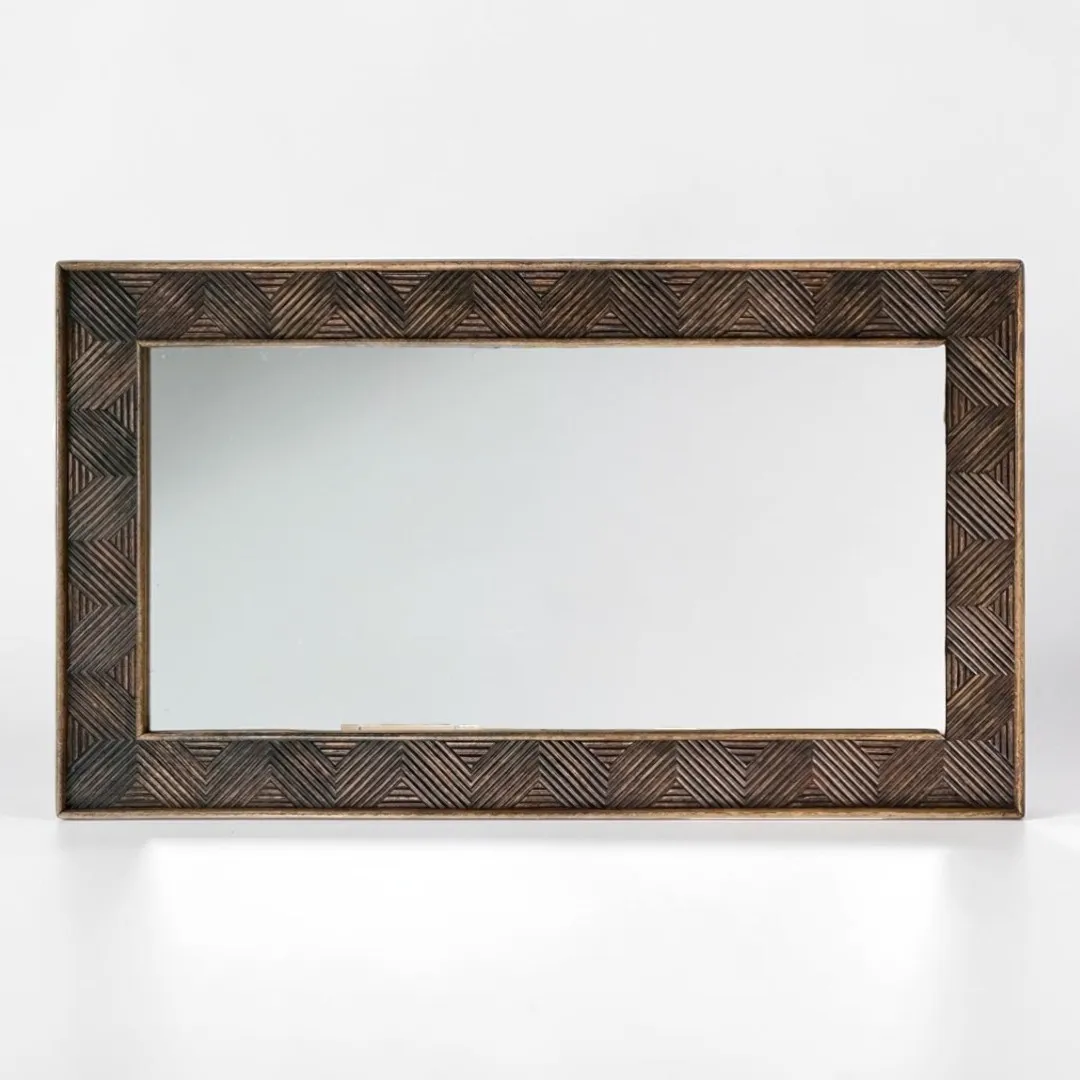 The Giza Linear Hand-Carved Reclaimed Mango Wood Mirror