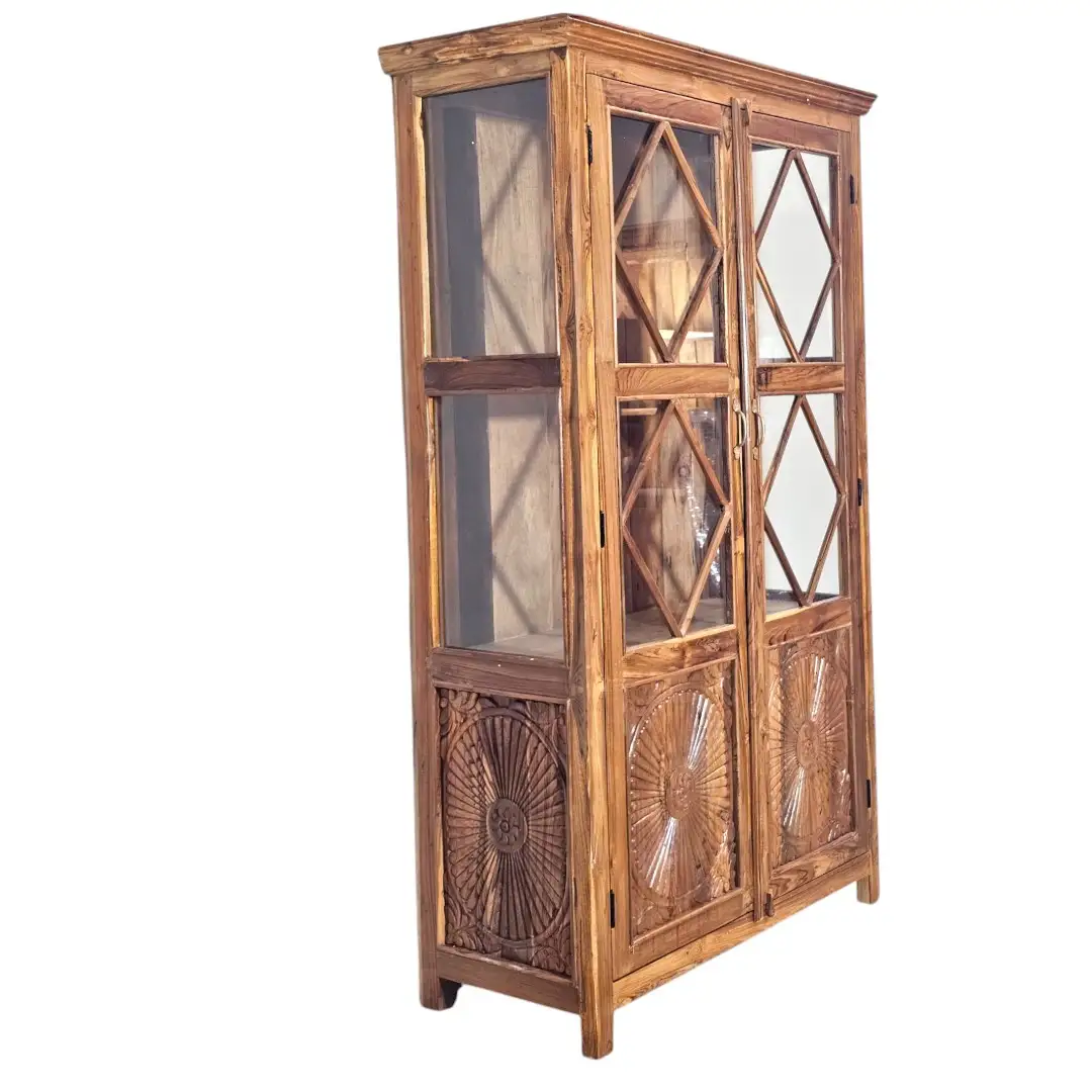 Al-Taj Teak & Glass Khazana Display Cabinet