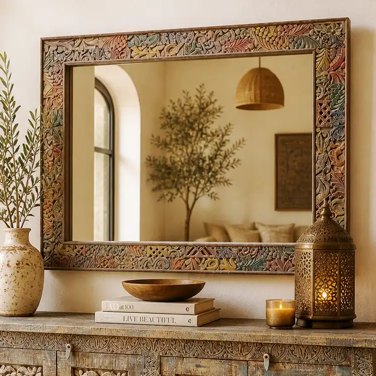 Al-Multazam Polychrome Hand-Carved Wall Mirror