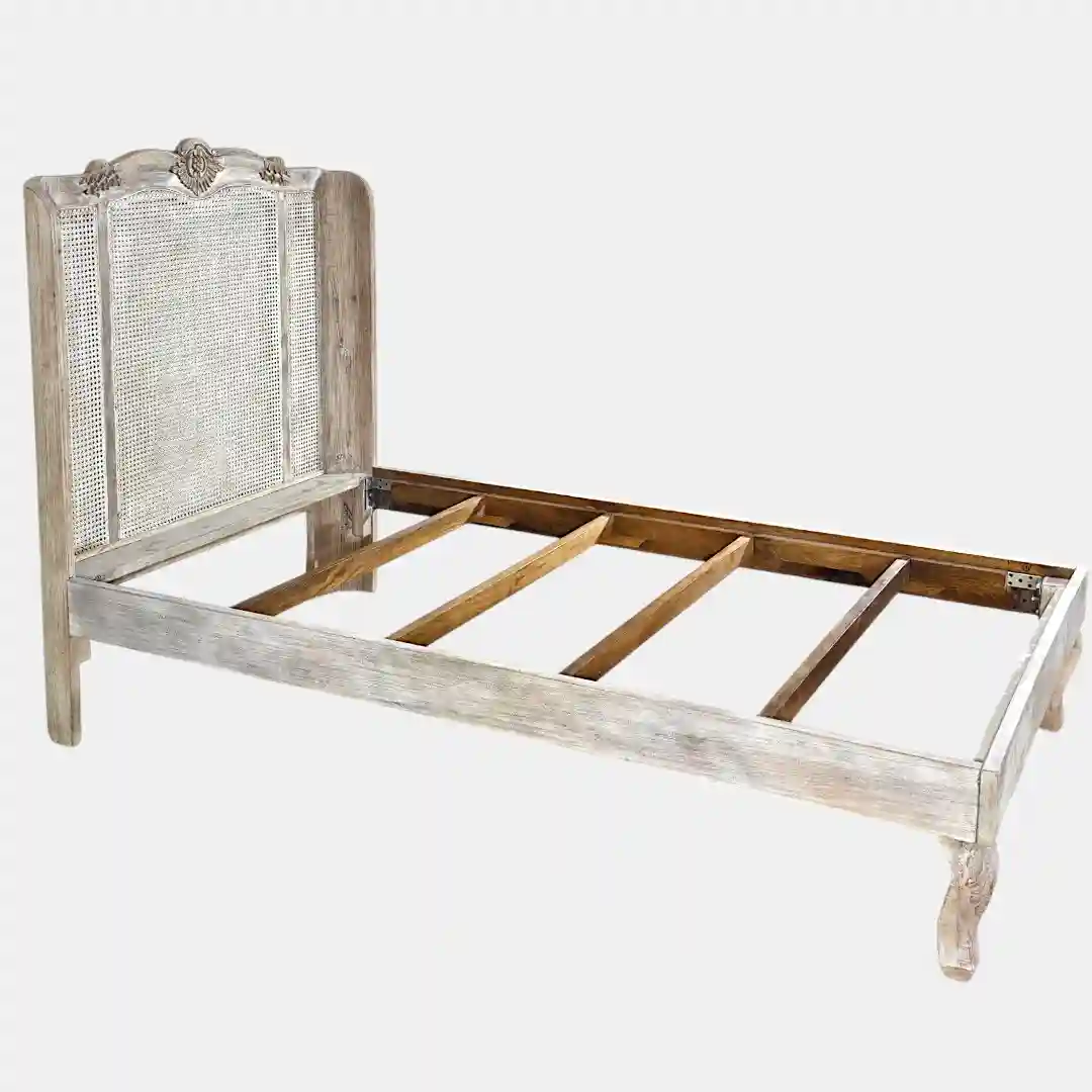 The Indo-Chateau Hand-Carved Cane Single Bed