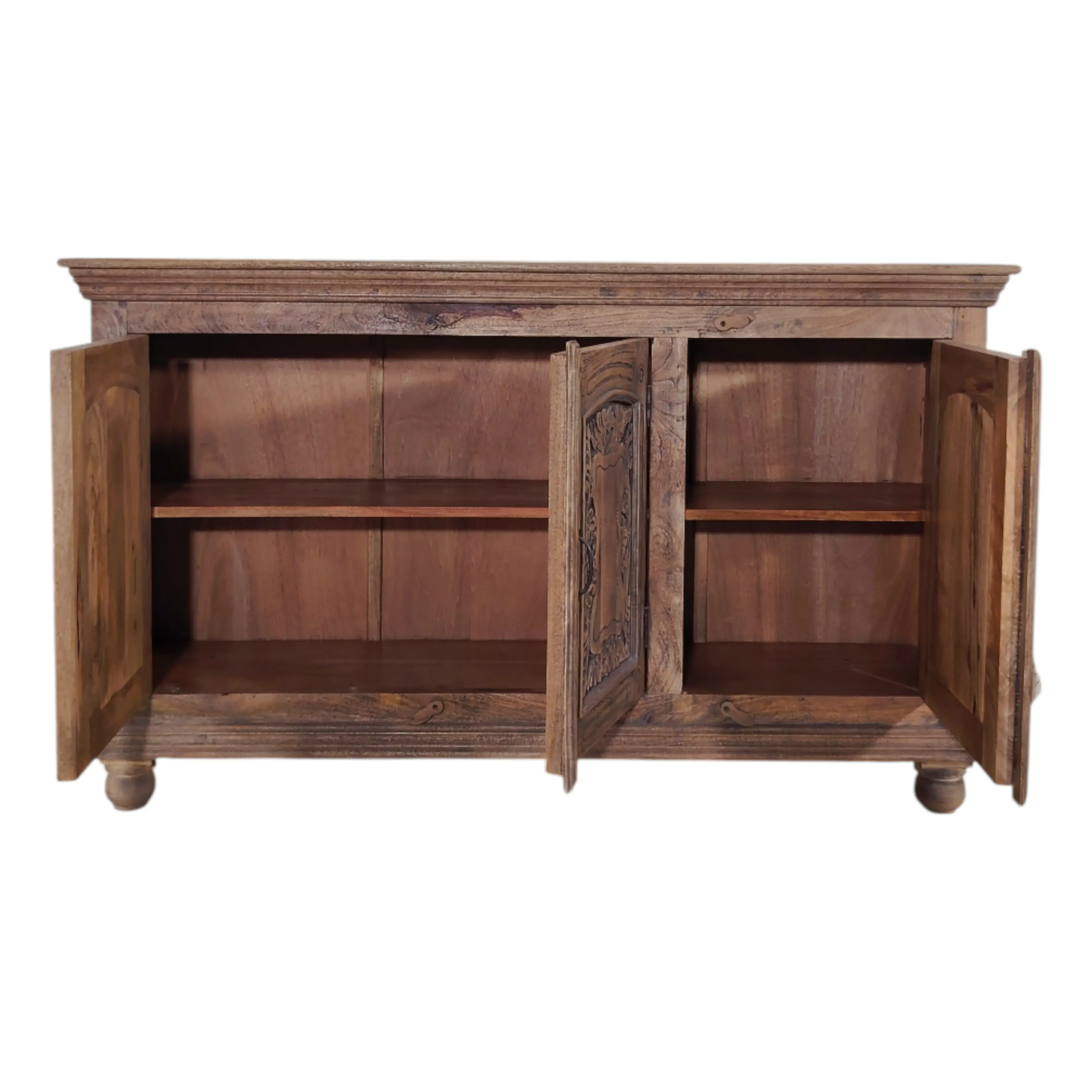 Artisanal Carved Wood Sideboard
