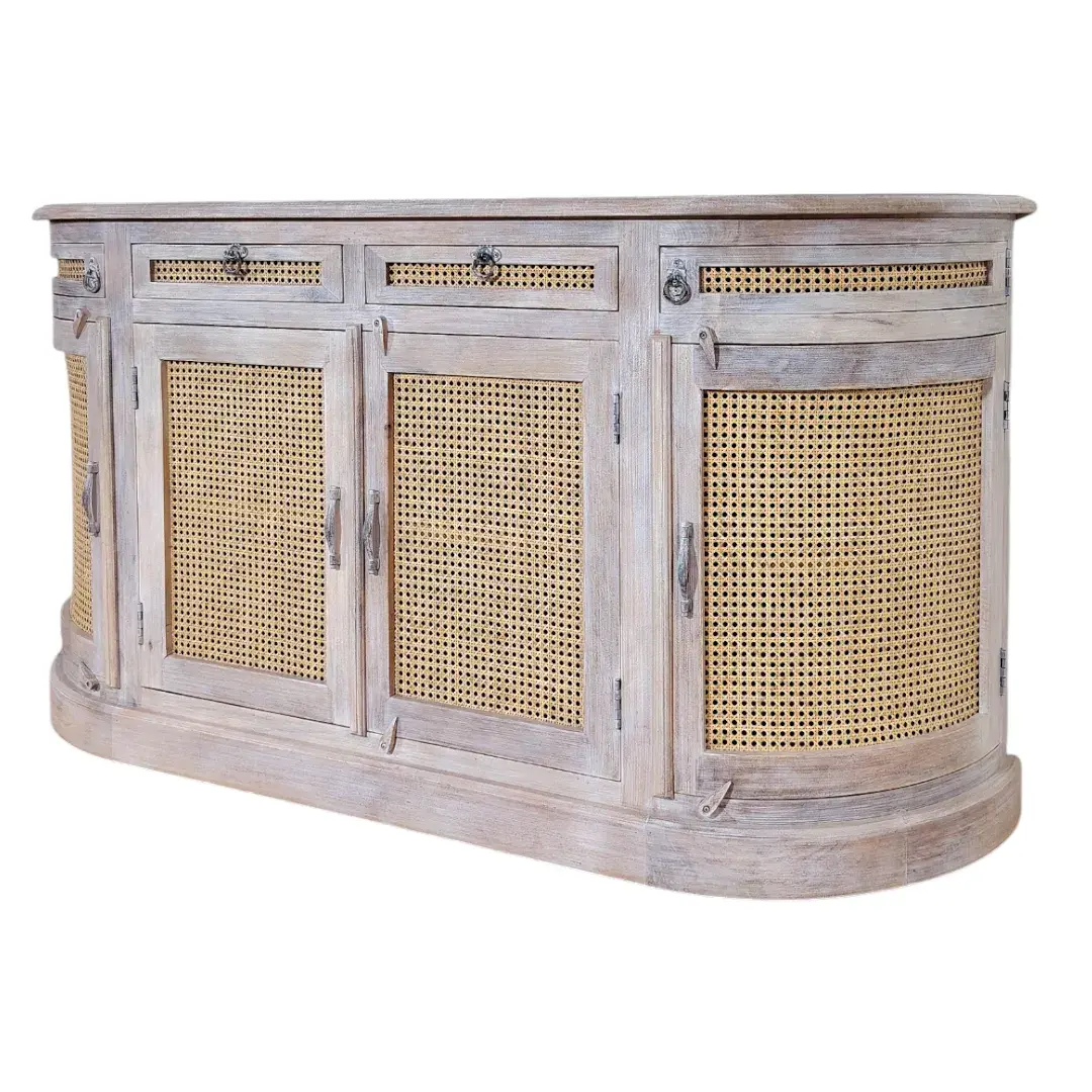 L'Arc Oublié (The Forgotten Arch) Veridian Cane Bow-Front Sideboard