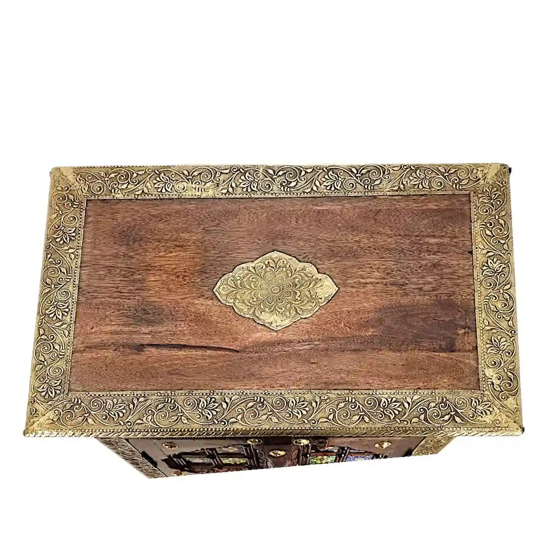 Al-Zahra Indian Rosewood & Brass Embossed Tallboy
