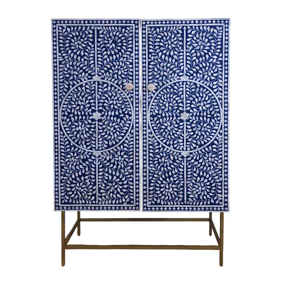 Indigo Botanical Bone Marquetry Bar