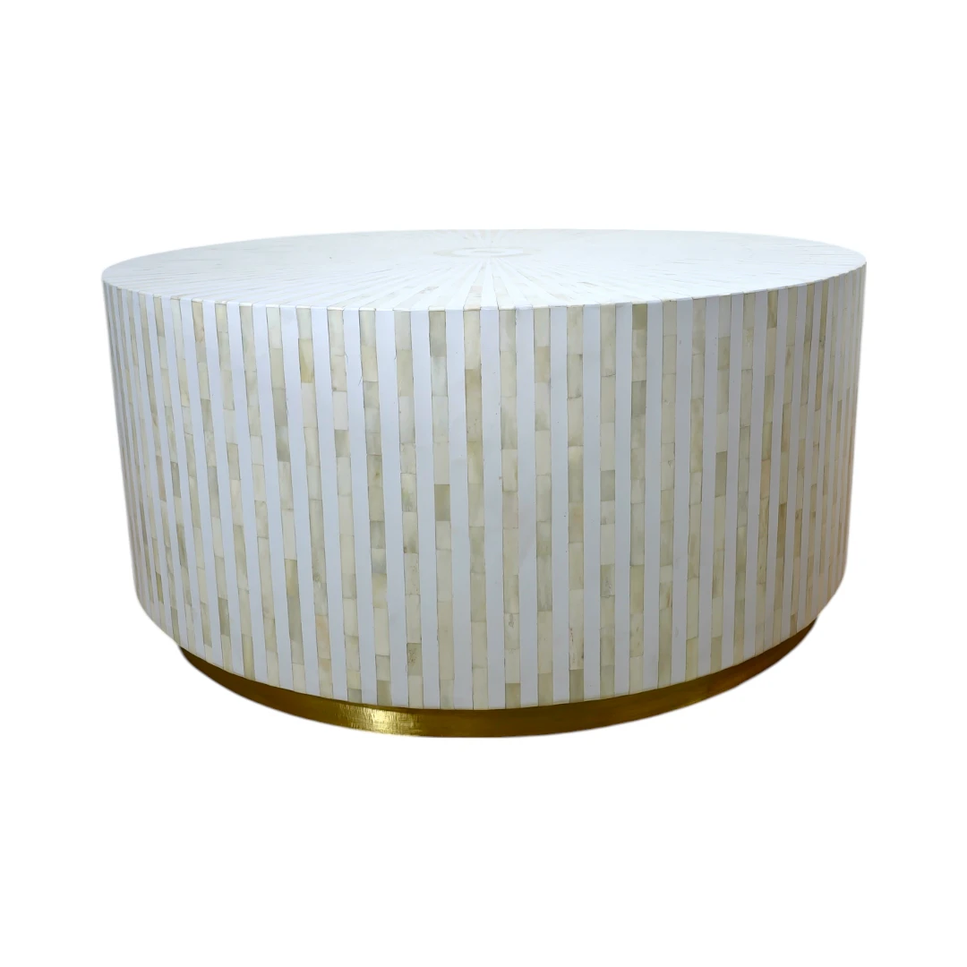 Radiance Circle Bone Inlay Coffee Table