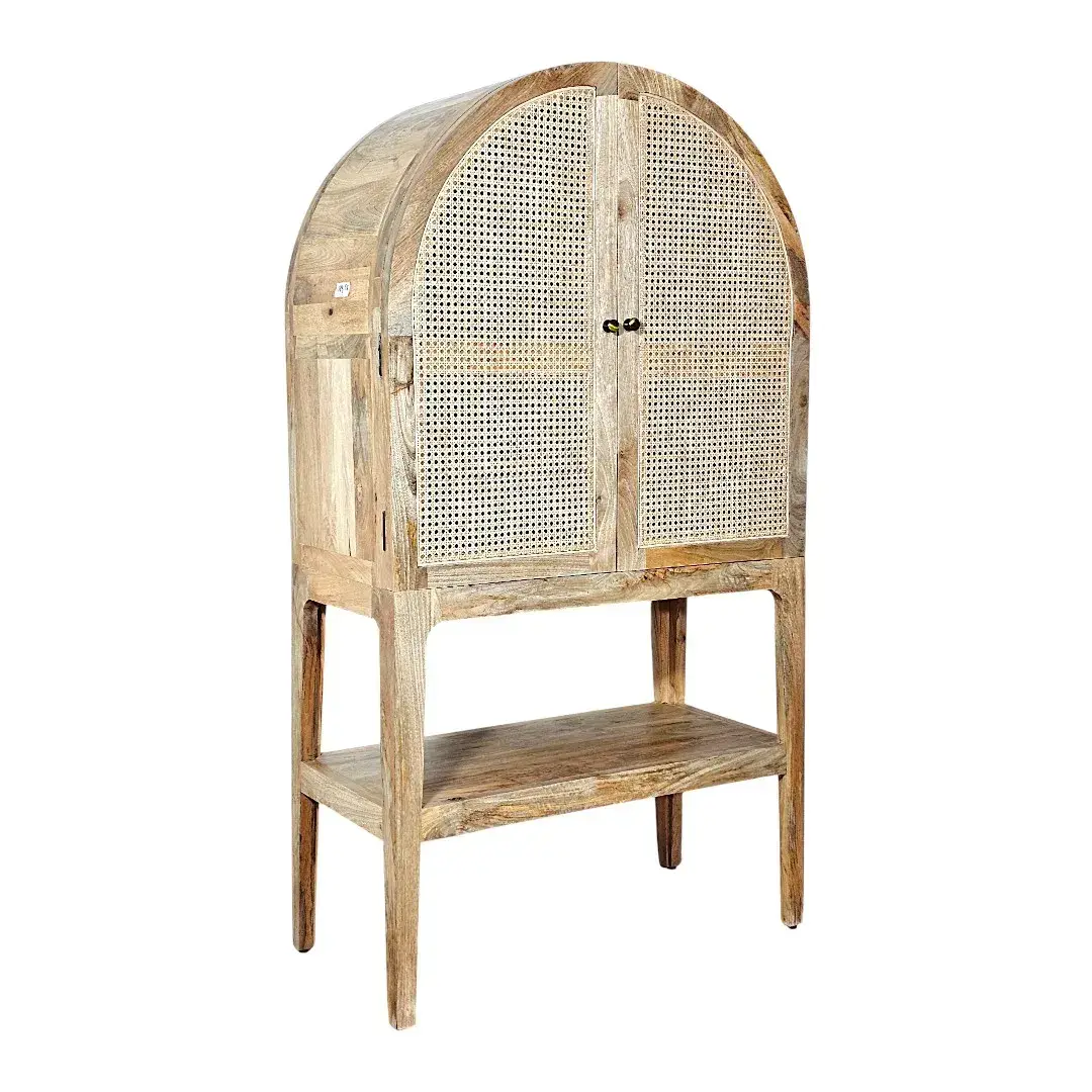 The Arches Natural Cane & Wood Display Cabinet