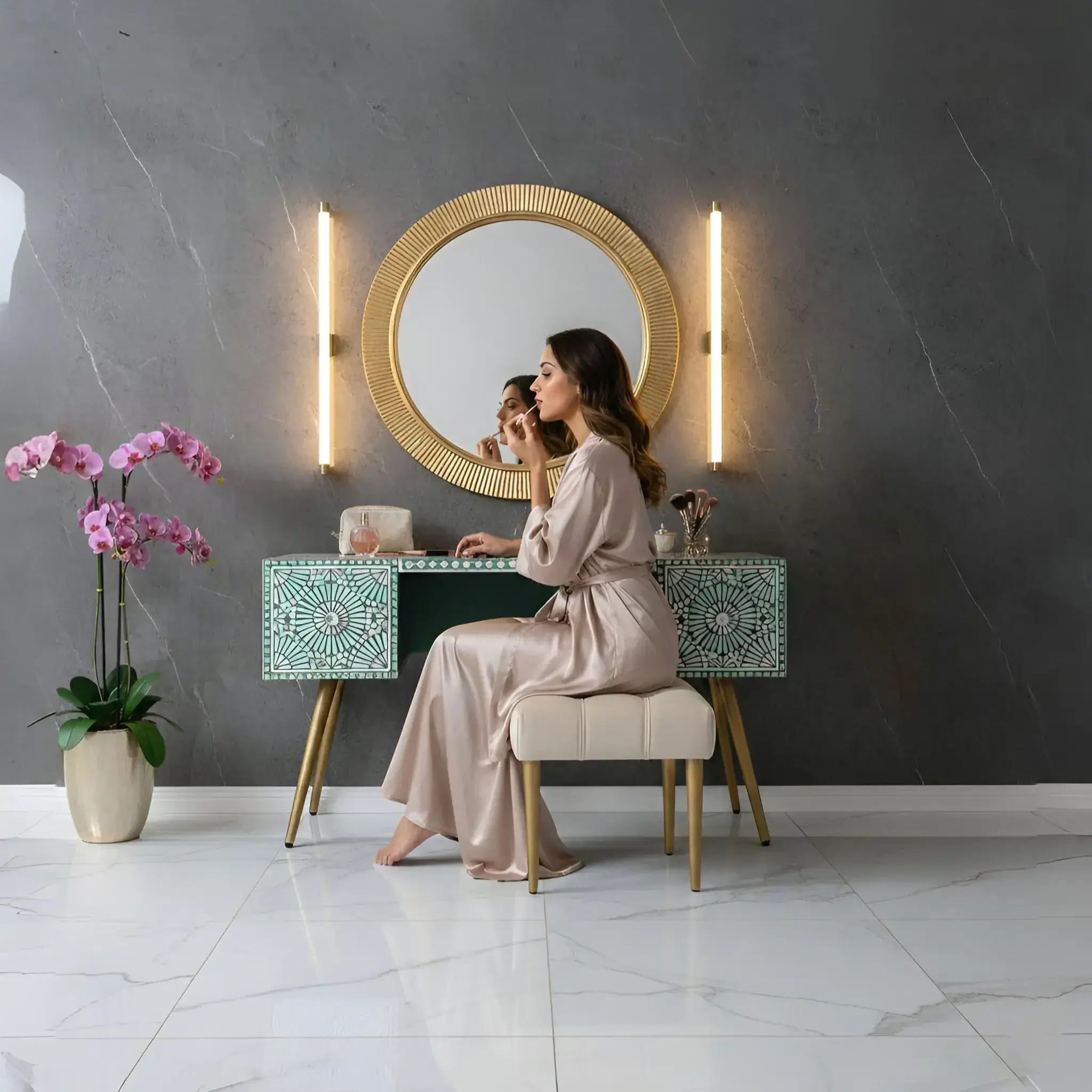 The Oasis Vanity Desk | Fae Mosaic Table