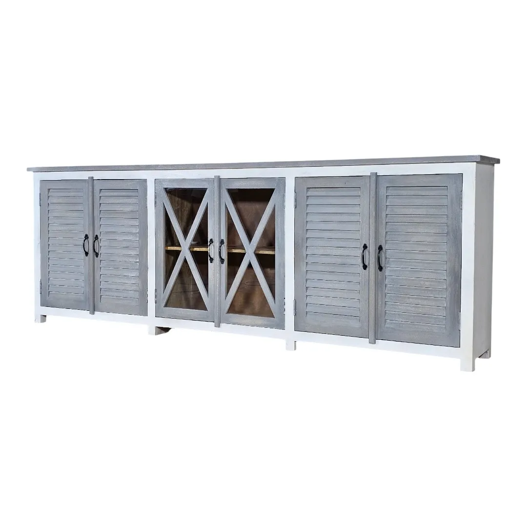 The Maritime Credenza - Glass & Louvered Console