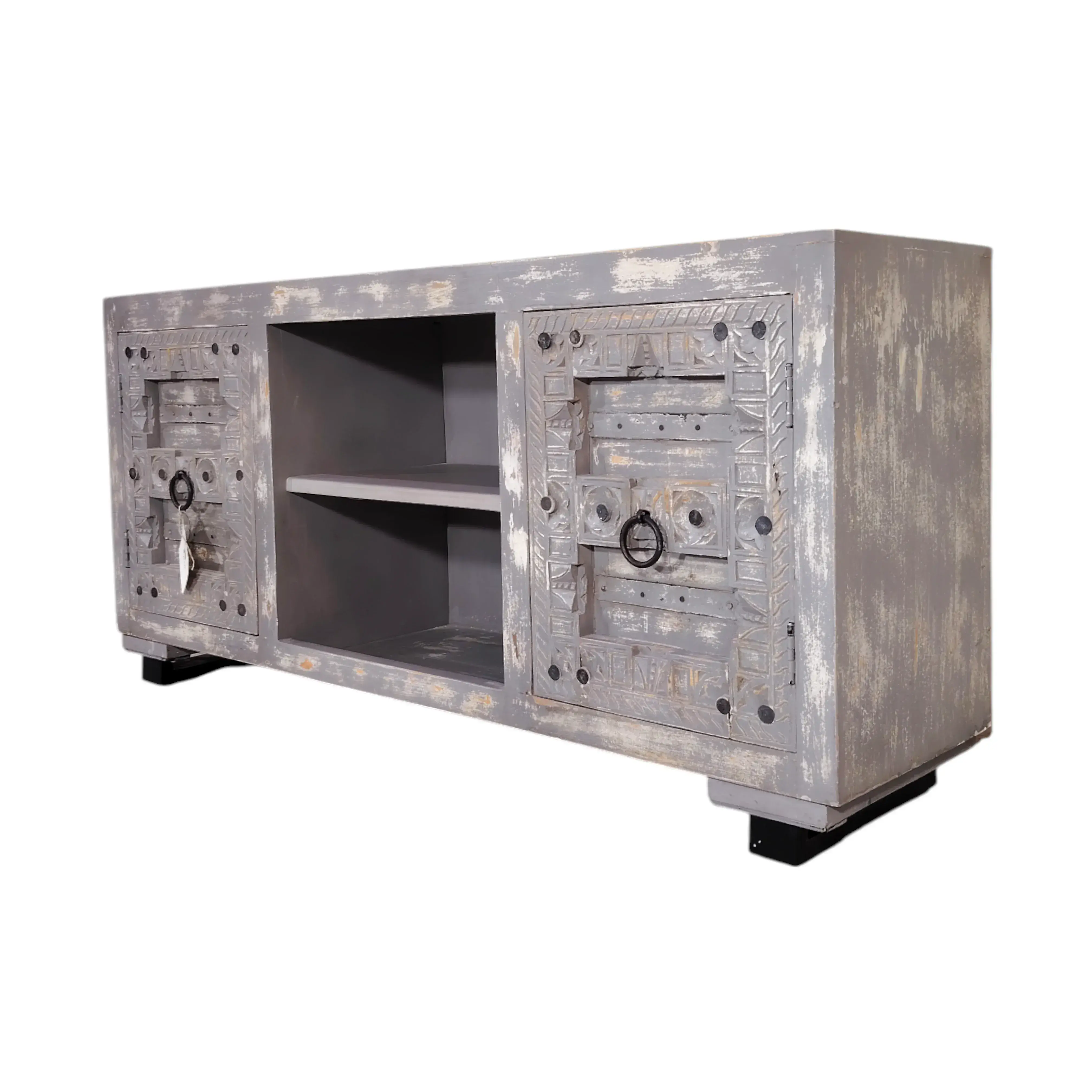 HERITAGE TEXTURES Media Console in Washed Grey