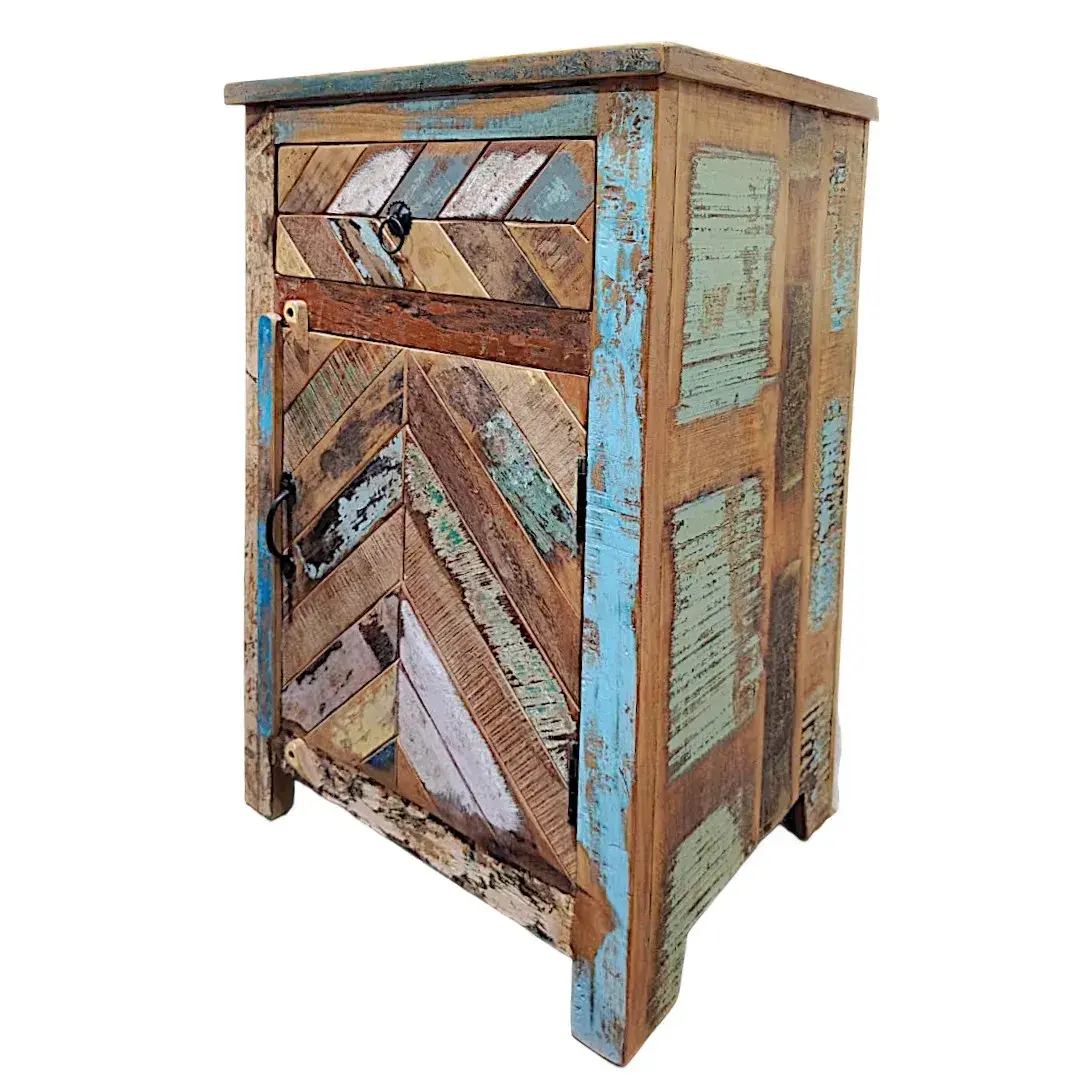 Chevron Reclaimed Bedside Table