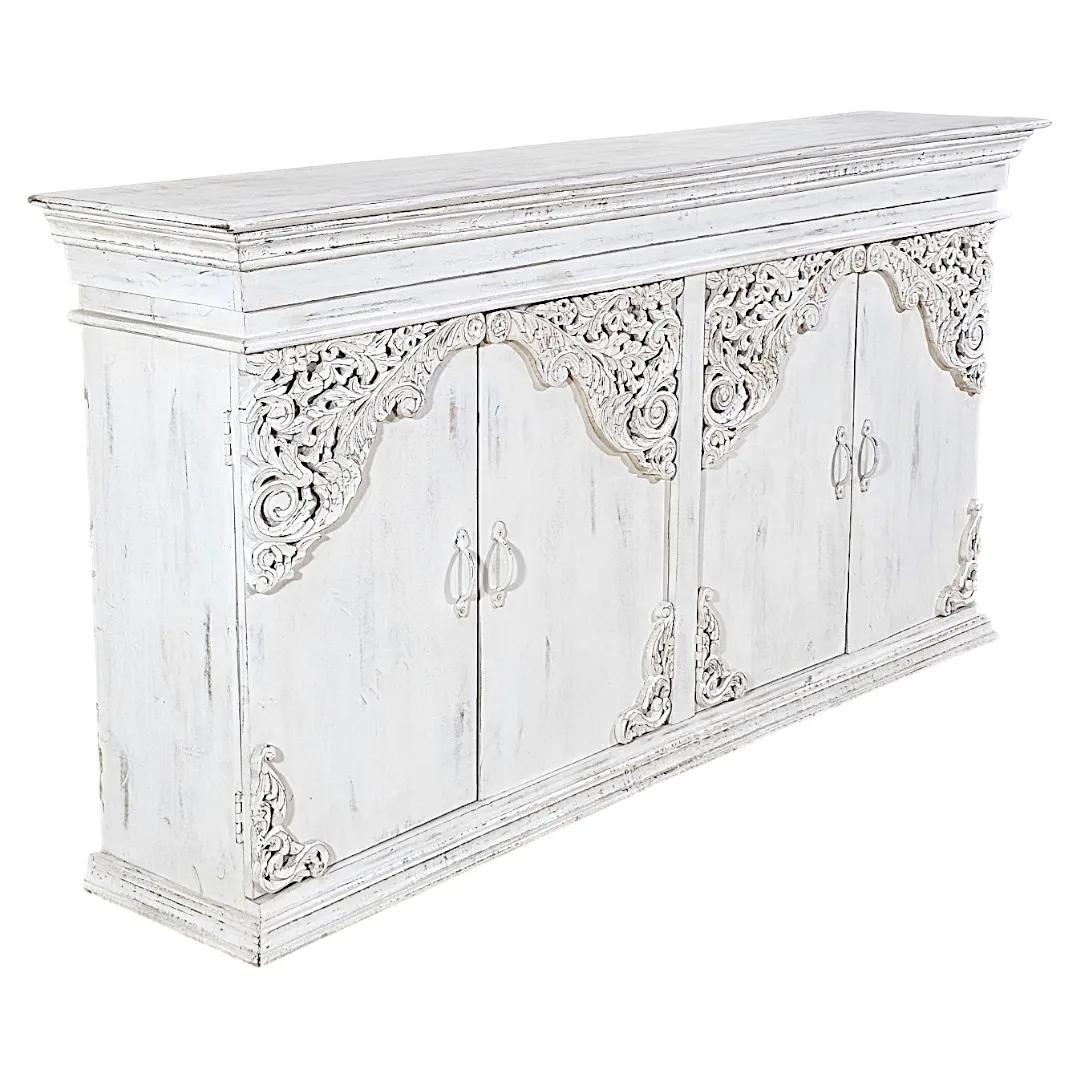 The Shajar Arched Hand-Carved Four-Door Credenza