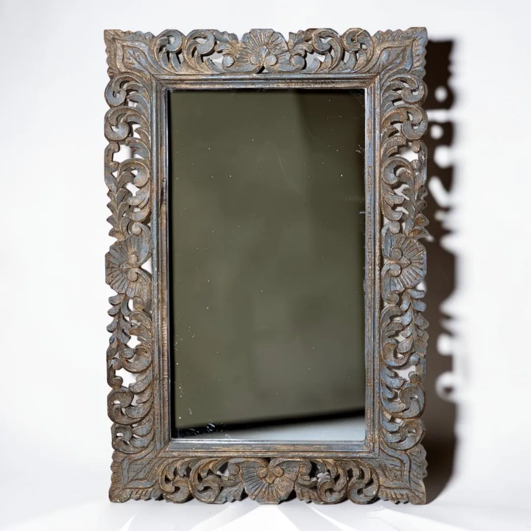 Fleur Scroll Hand-Carved Mirror