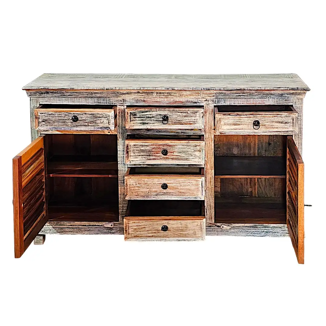 The Provence Louvered Verdigris Sideboard